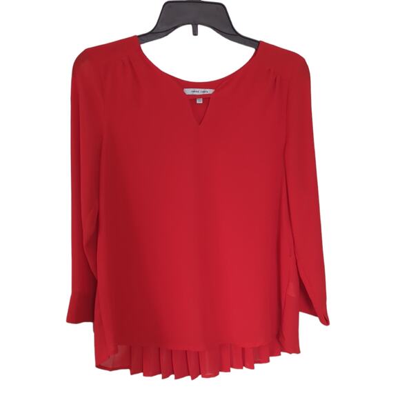 Red Key Hole Blouse with Pleated Back Detail Size S - Picture 1 of 5